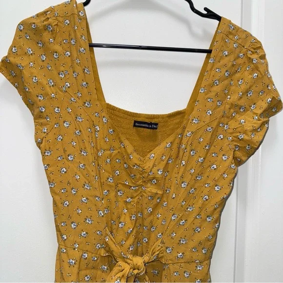 NWOT Abercrombie & Fitch Yellow Floral Mini Dress - Picture 2 of 8